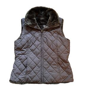 Weatherproof Garment Company Faux Fur Reversible Vest Size Small Brown